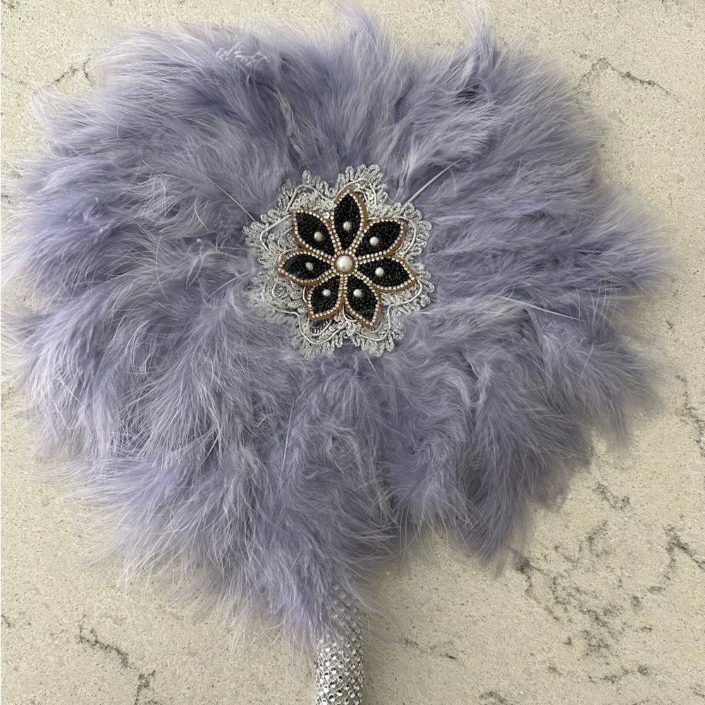 NWT Lavender Women's AutoGele Headwrap with matching hand fan - Picture 3 of 4